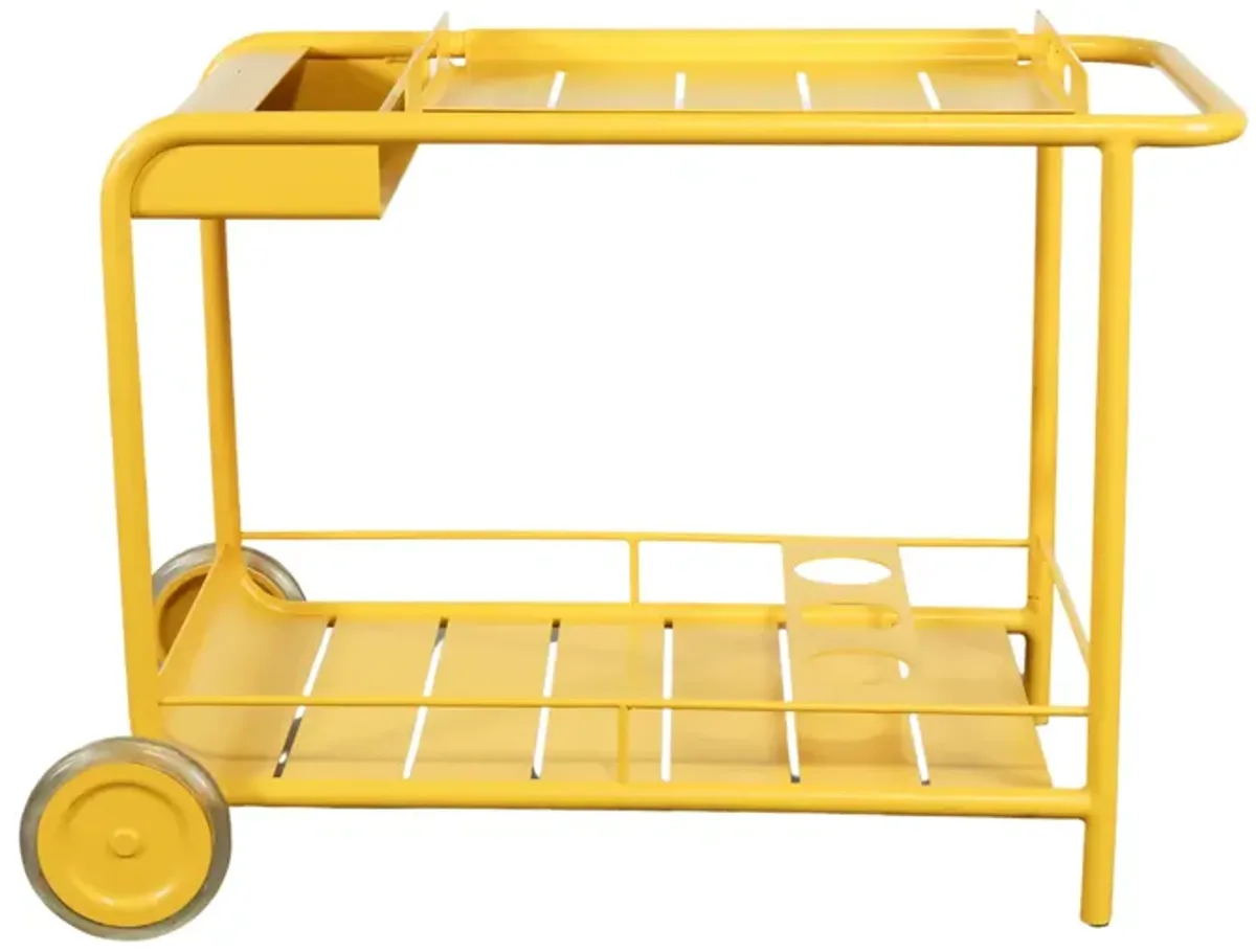 Yellow Post Modern French Bar Cart