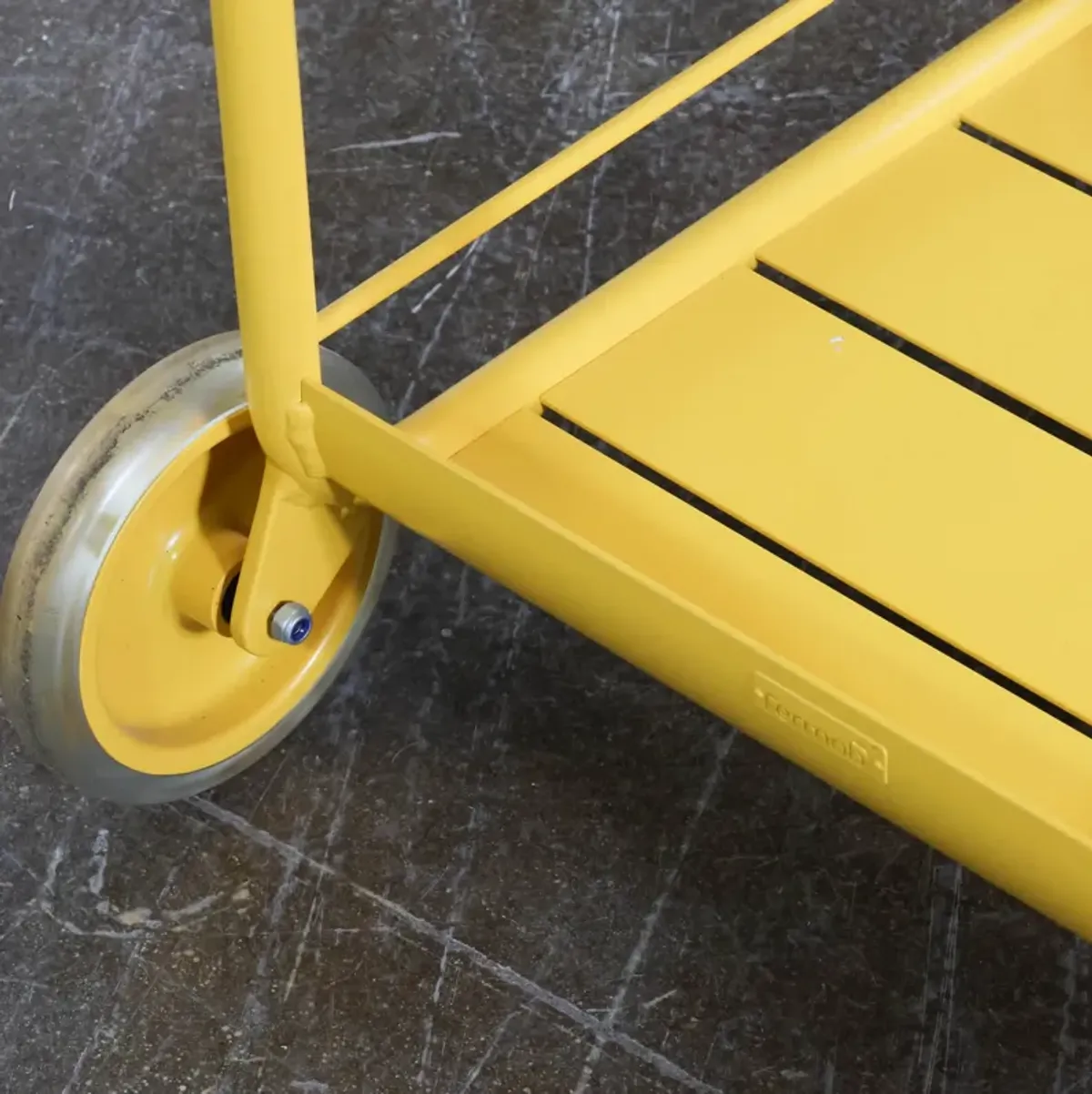 Yellow Post Modern French Bar Cart