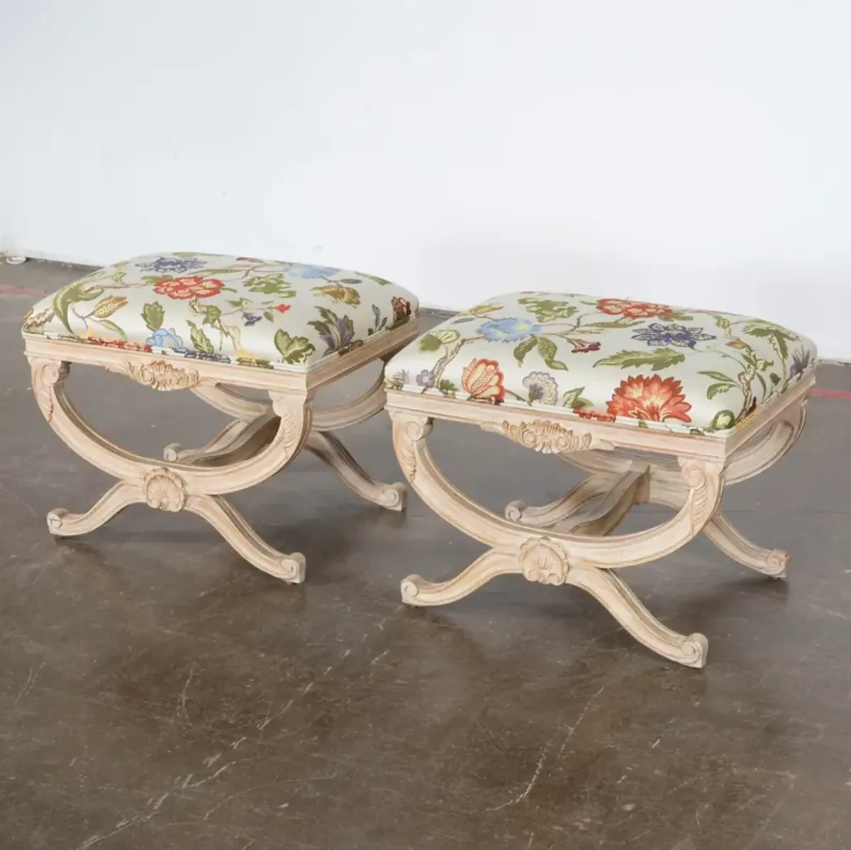 Pair of French X Ottomans