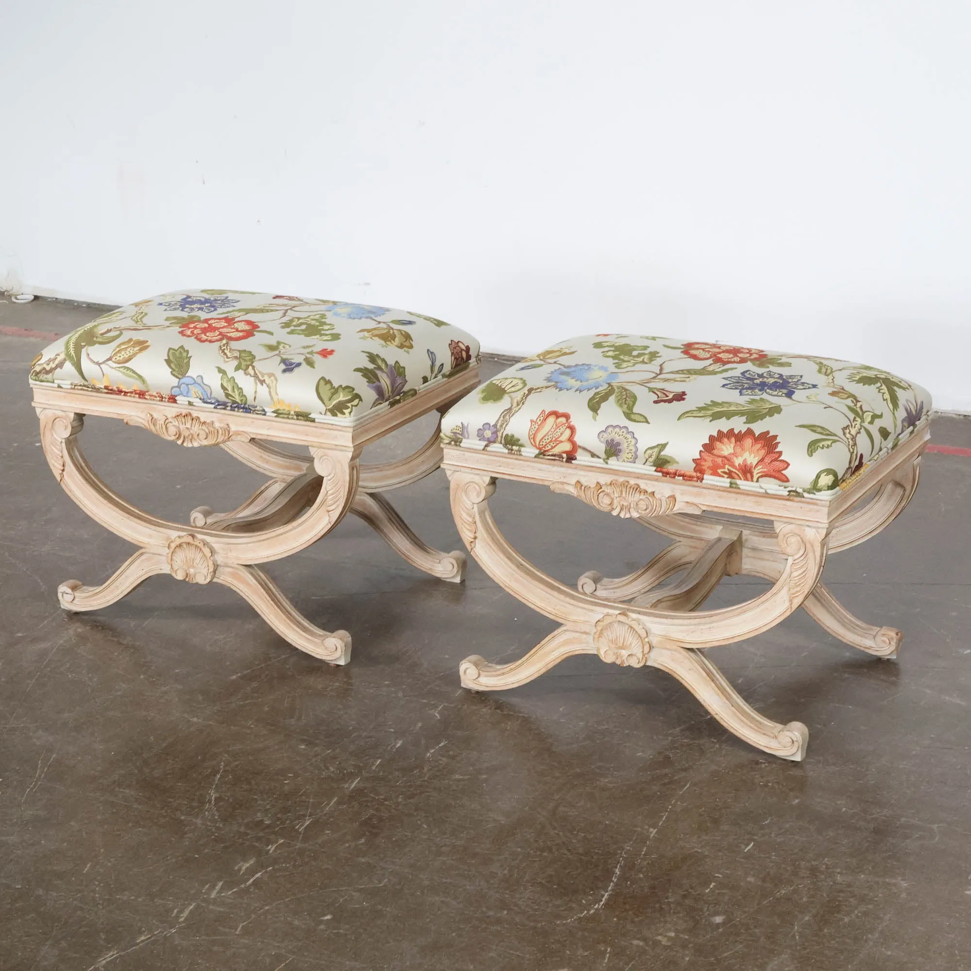 Pair of French X Ottomans