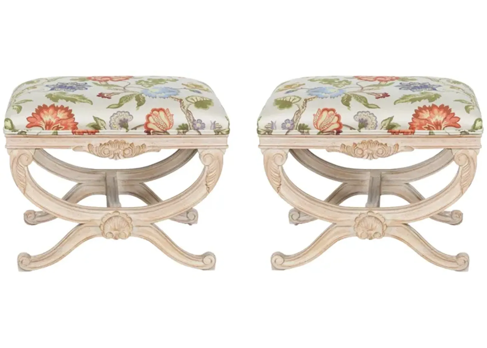 Pair of French X Ottomans