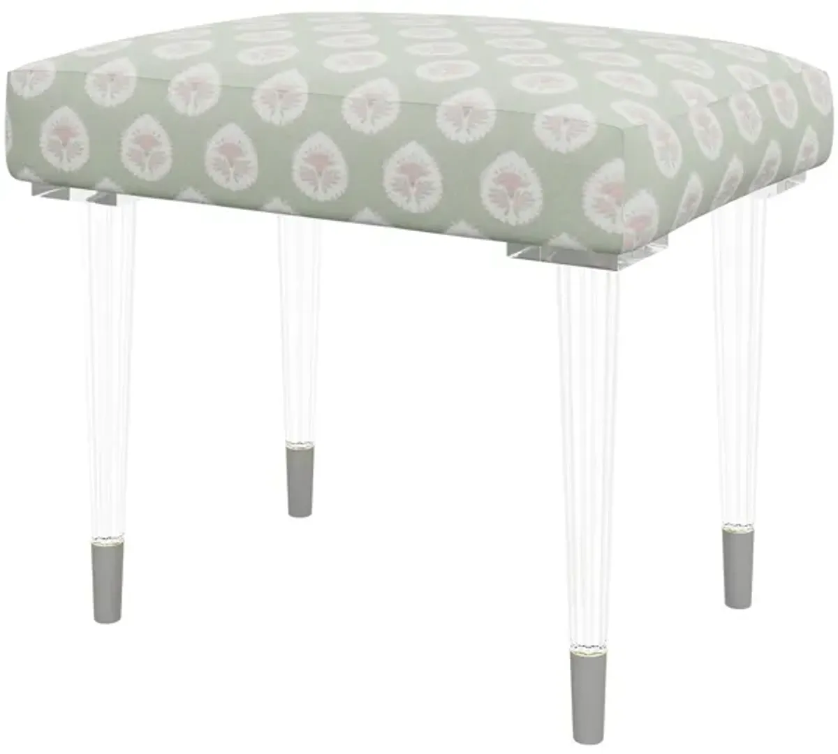 In Stock Tea Time Ottoman in Daphne Green Fabric