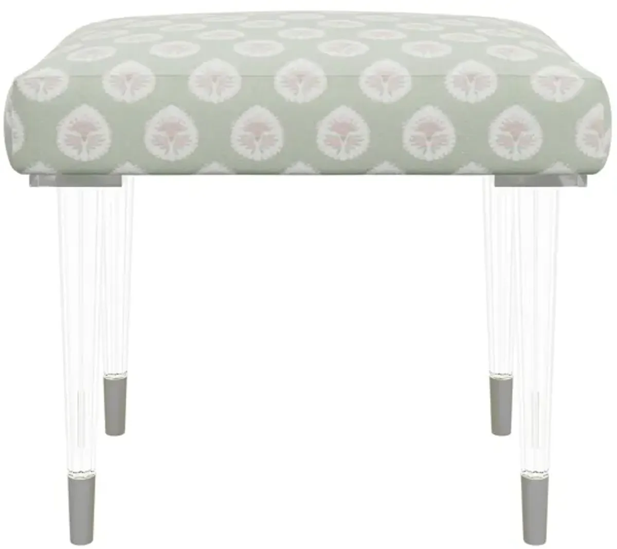 In Stock Tea Time Ottoman in Daphne Green Fabric