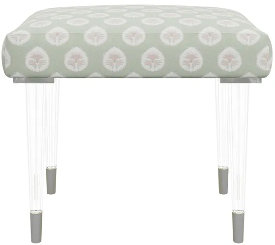 In Stock Tea Time Ottoman in Daphne Green Fabric