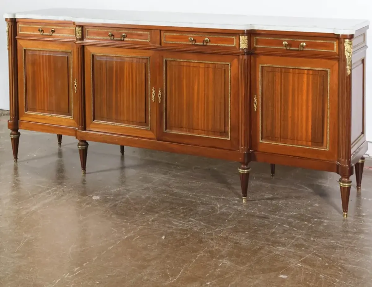 Louis XVI Style White Marble Top Sideboard