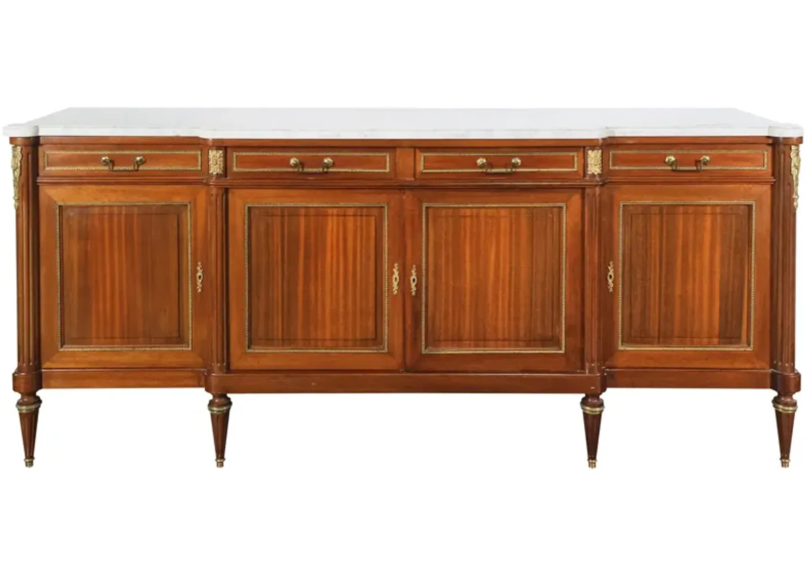 Louis XVI Style White Marble Top Sideboard