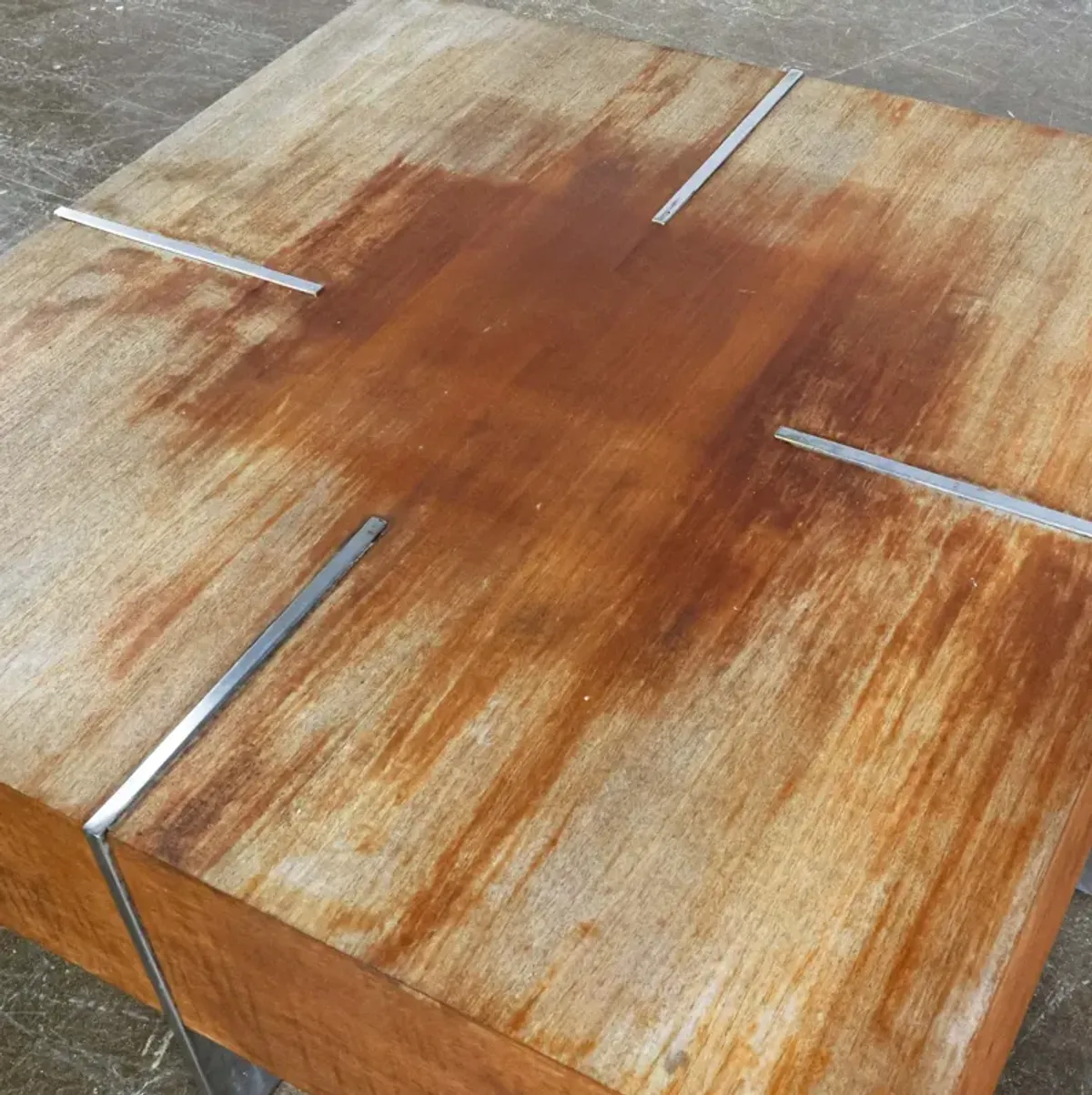 Square Wood and Metal Coffee Table