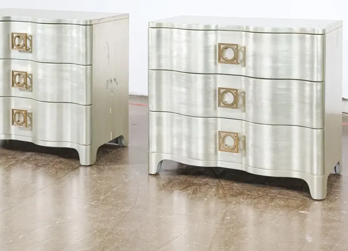 Pair of Silver Leaf Oversized Cabinets