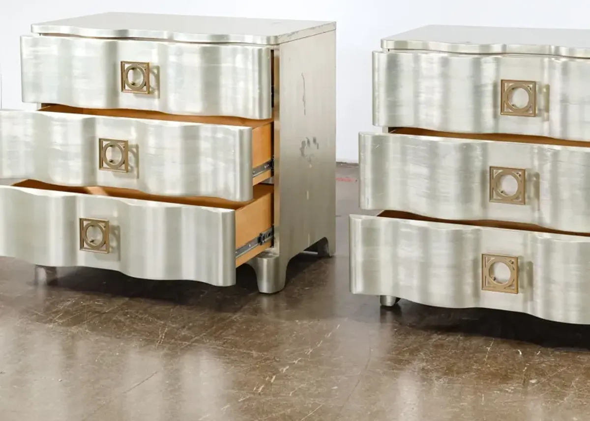 Pair of Silver Leaf Oversized Cabinets