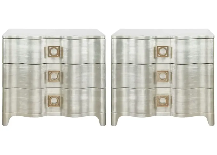 Pair of Silver Leaf Oversized Cabinets