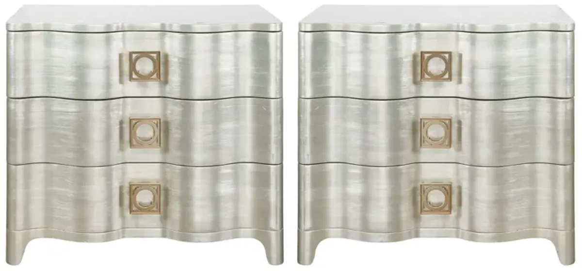 Pair of Silver Leaf Oversized Cabinets