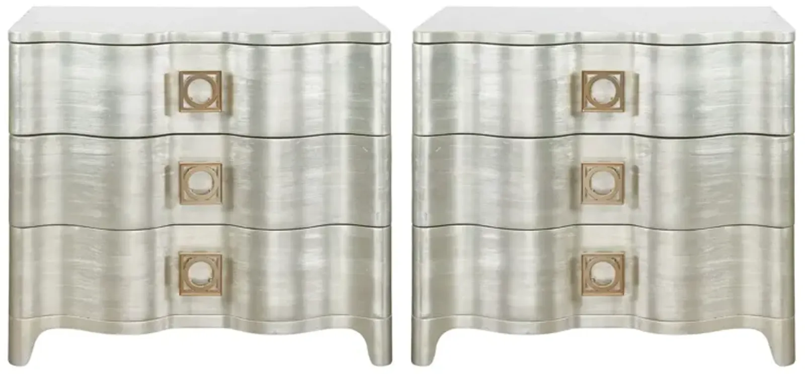 Pair of Silver Leaf Oversized Cabinets