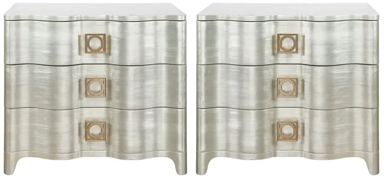 Pair of Silver Leaf Oversized Cabinets