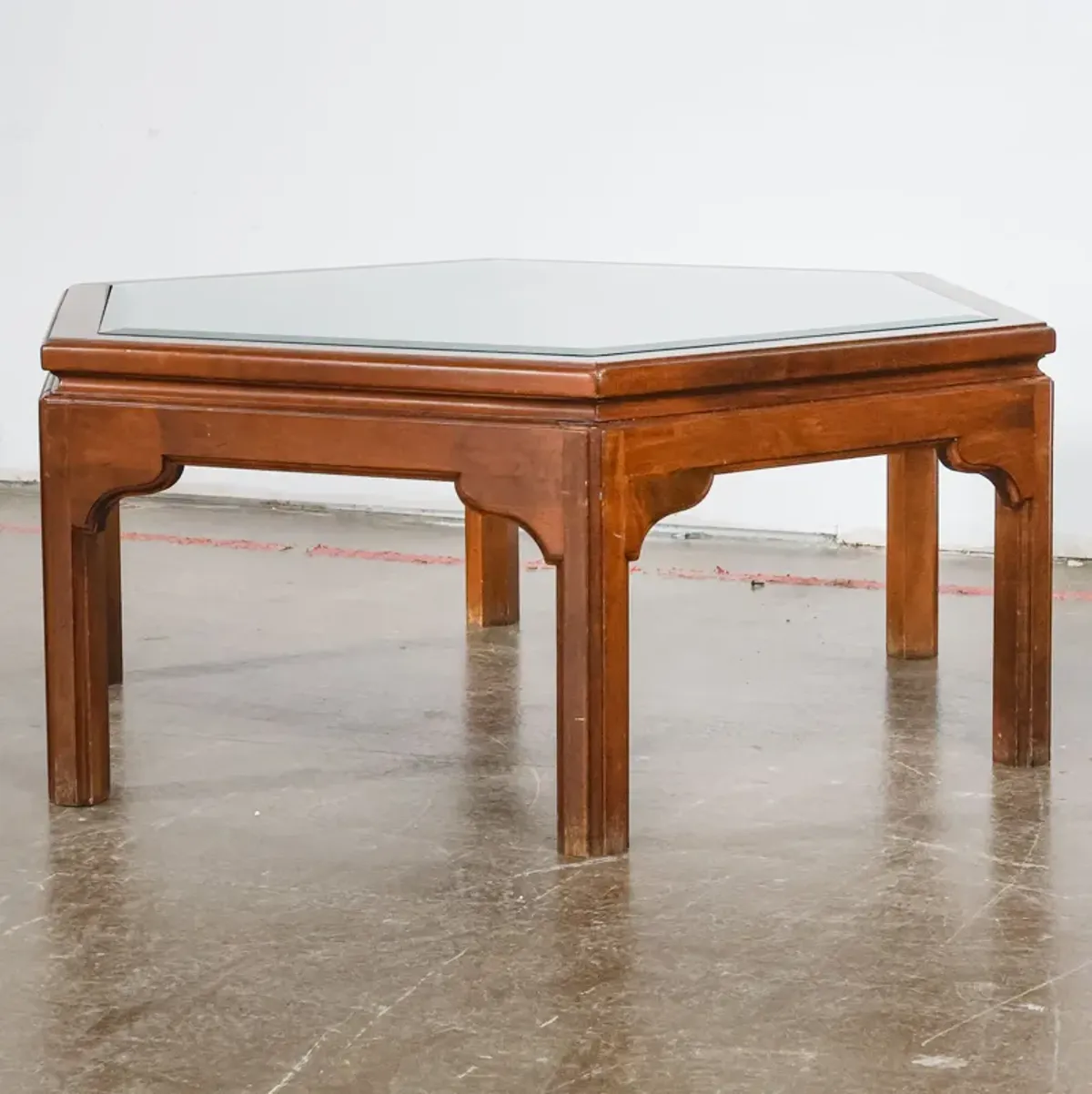 Hexagonal Coffee Table with Beveled Glass