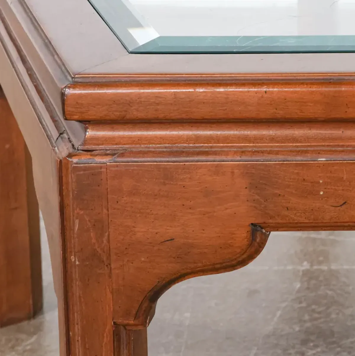 Hexagonal Coffee Table with Beveled Glass