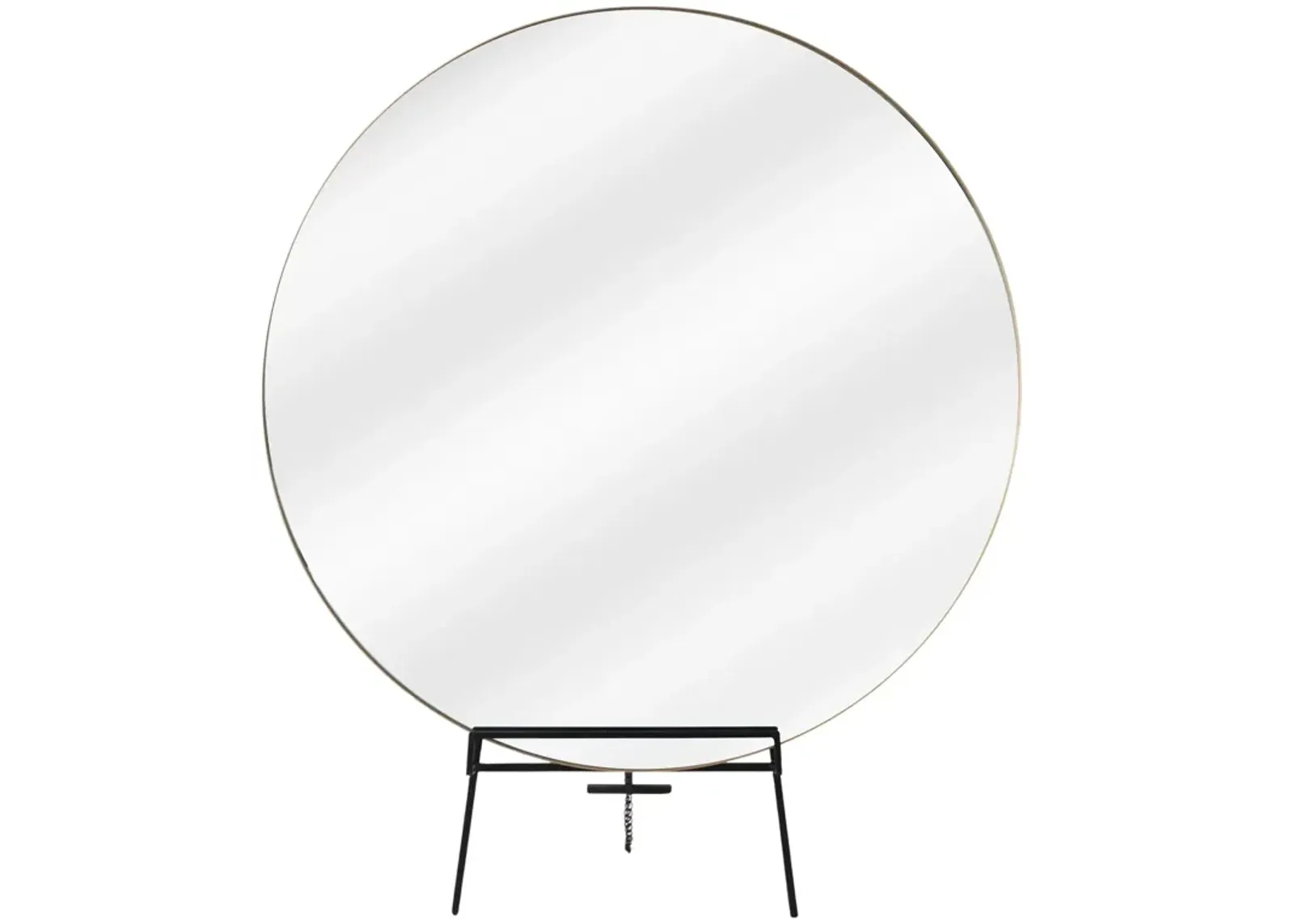 Large Round Mirror on Metal Easel Stand