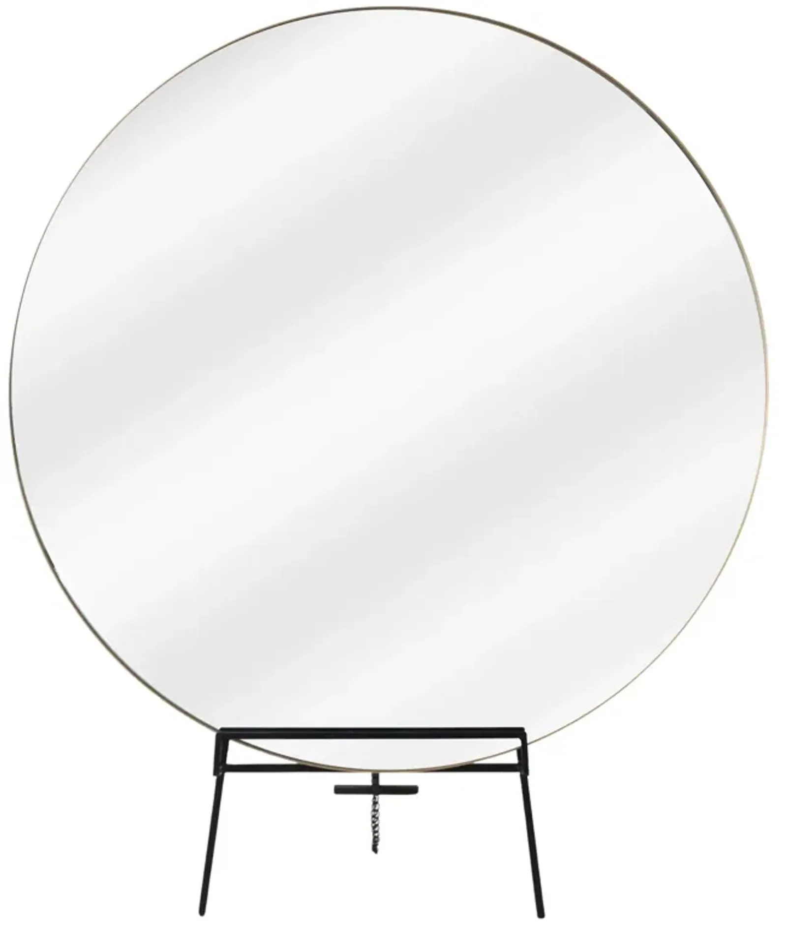 Large Round Mirror on Metal Easel Stand