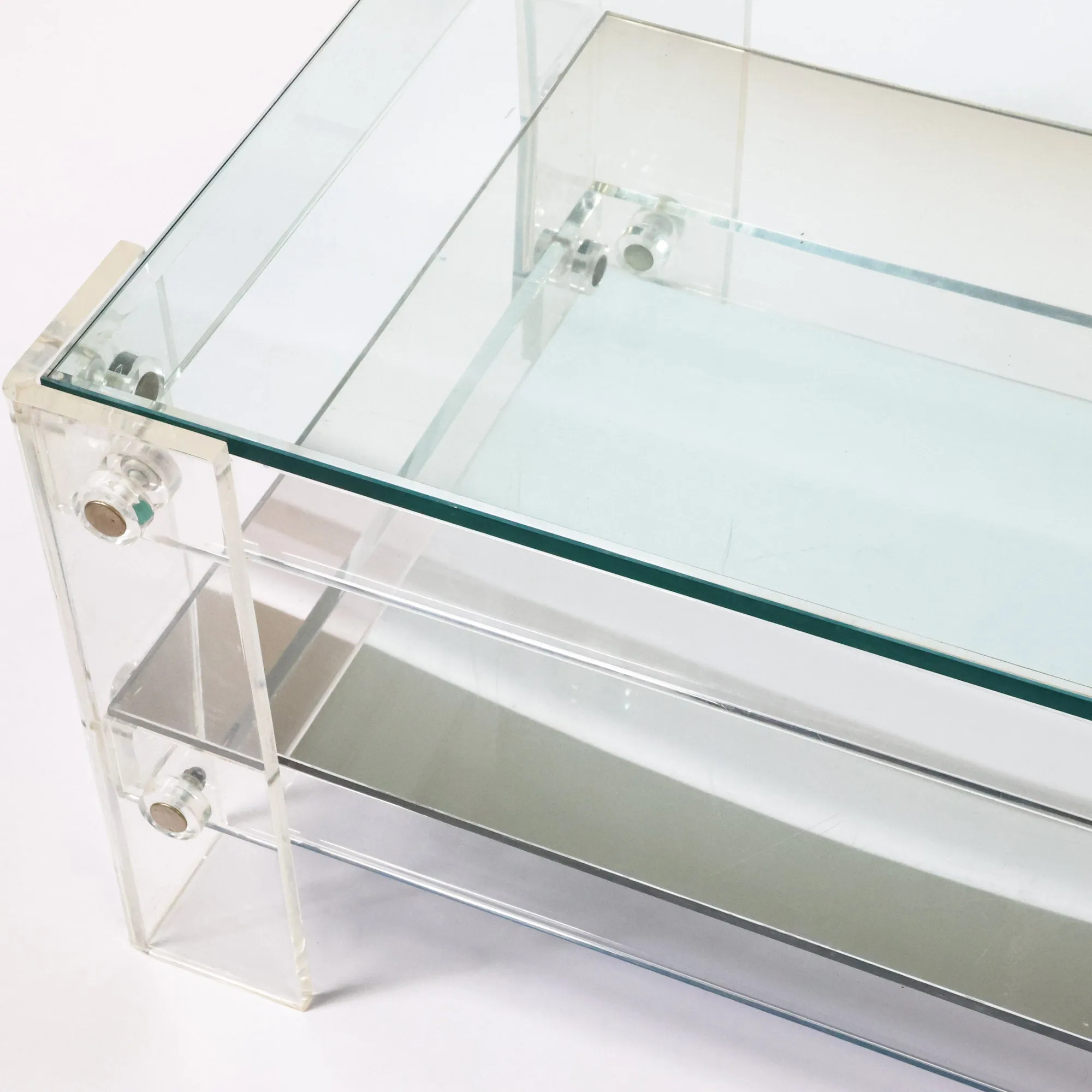 Mirrored Two Tier Lucite Coffee Table