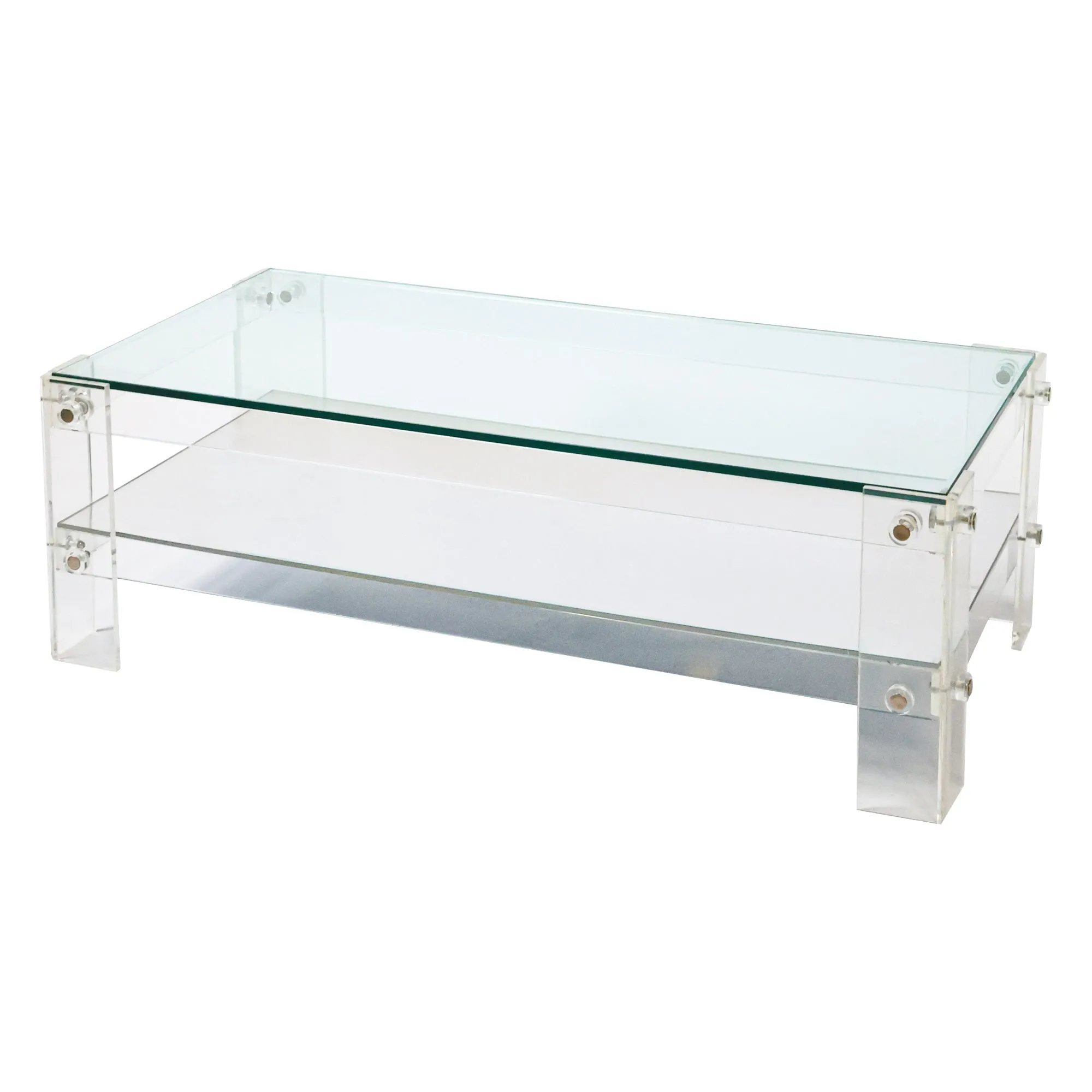 Mirrored Two Tier Lucite Coffee Table