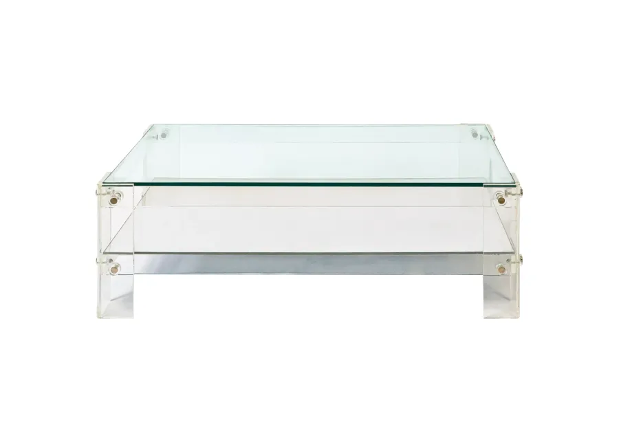 Mirrored Two Tier Lucite Coffee Table