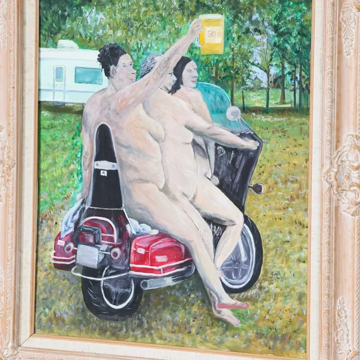 Big Ole Ladies on Scooter Painting