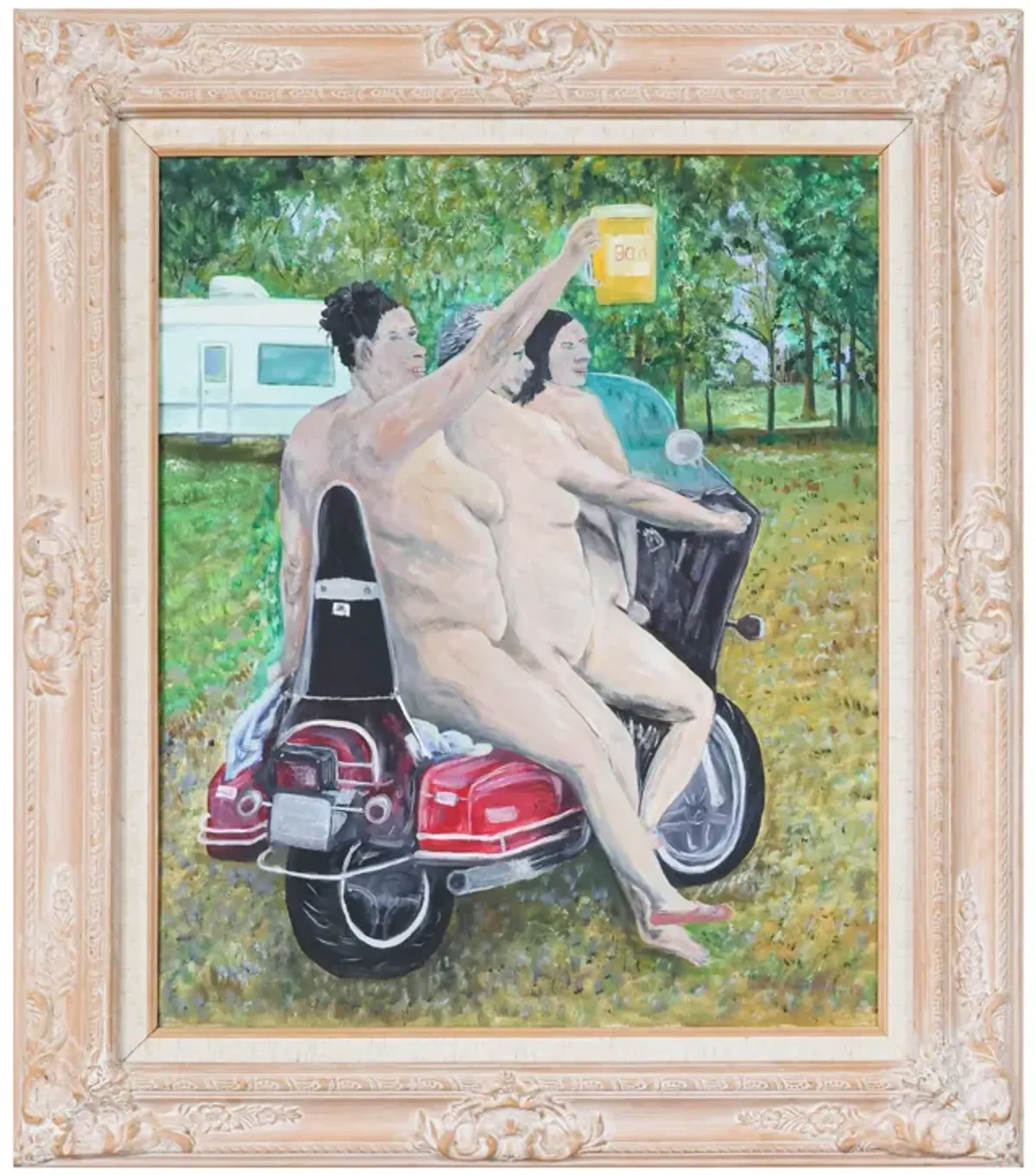 Big Ole Ladies on Scooter Painting