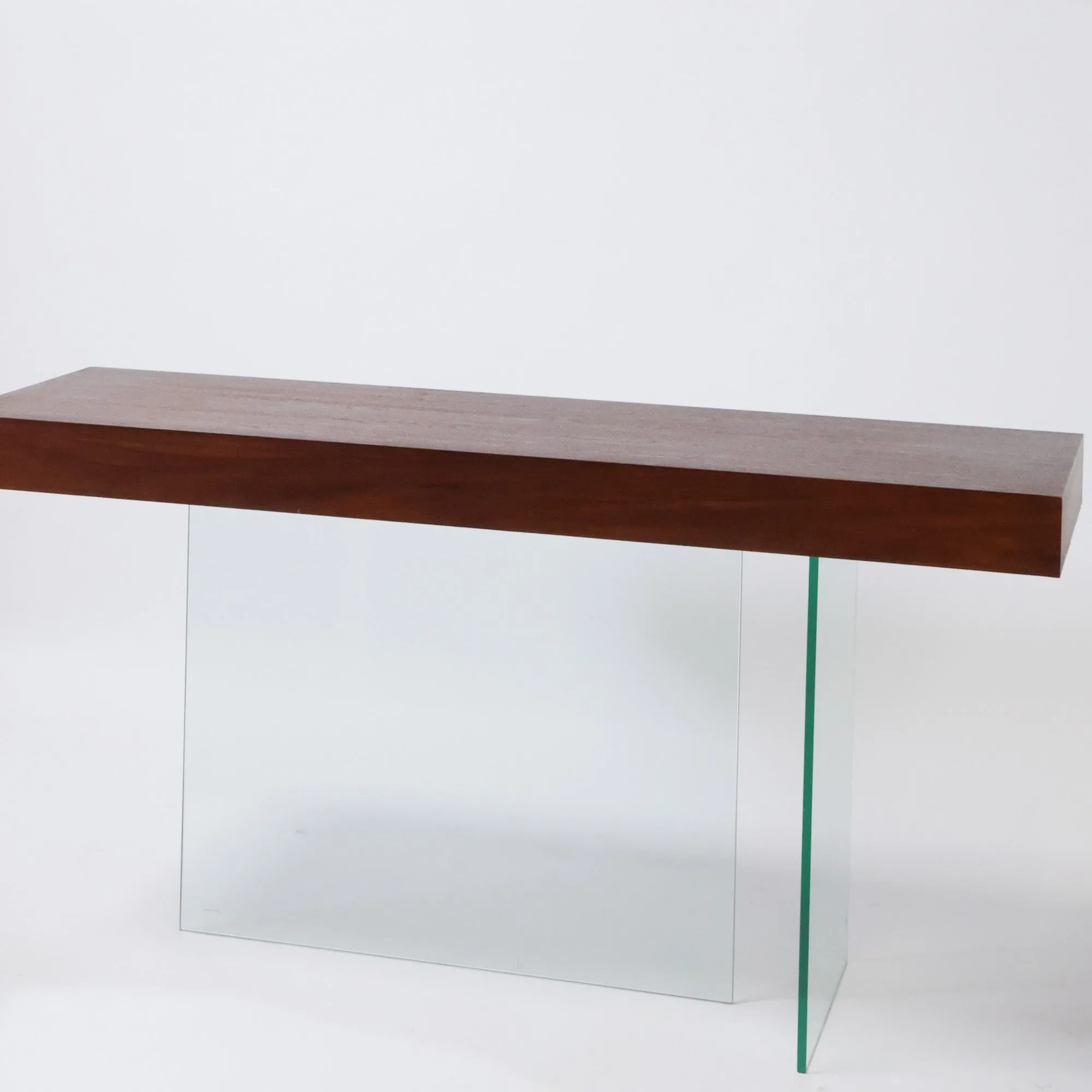 Modern Console with Wood Top Glass Bottom