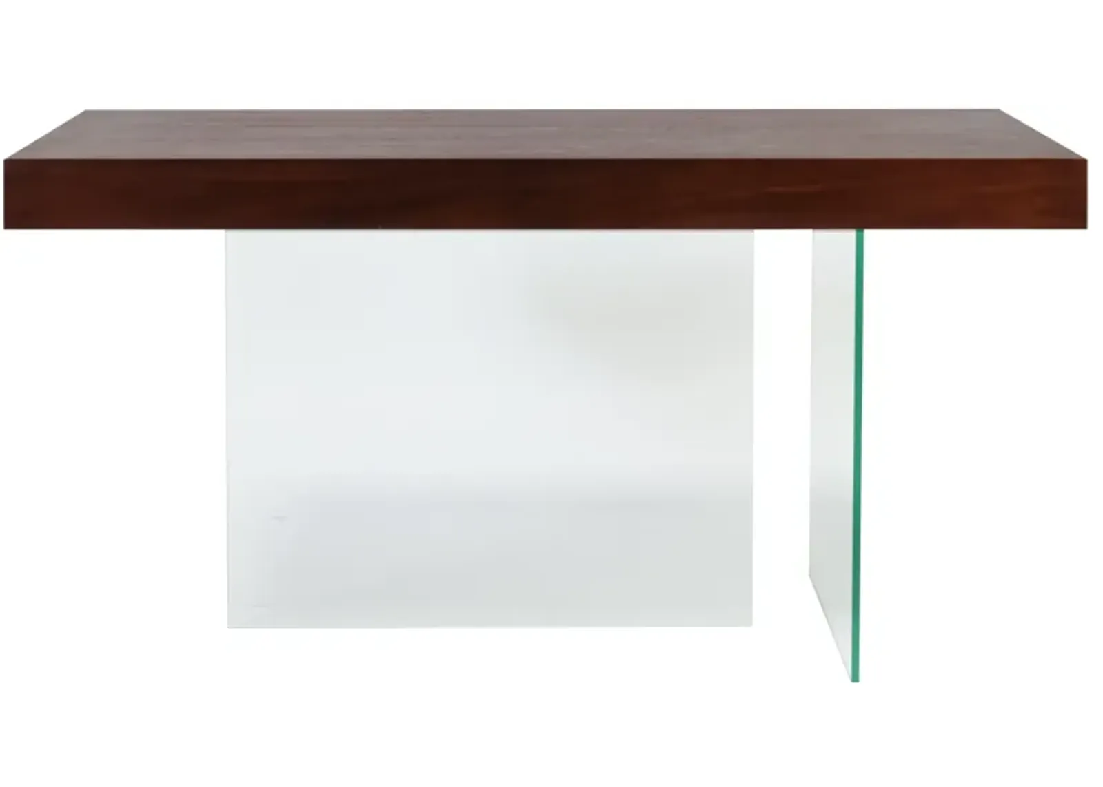 Modern Console with Wood Top Glass Bottom