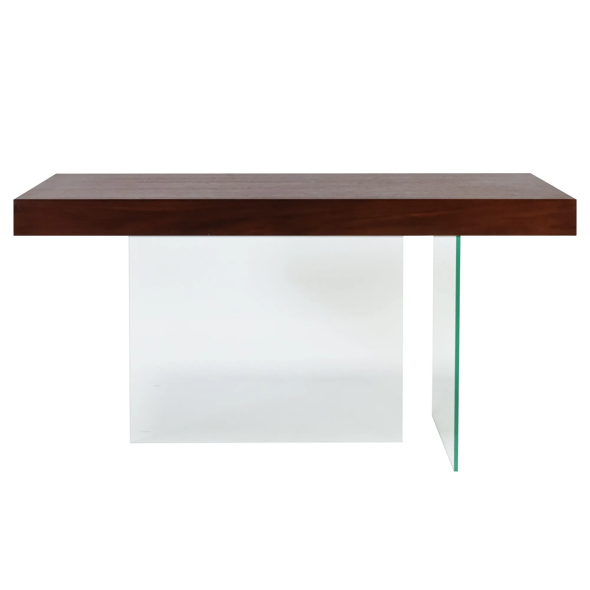 Modern Console with Wood Top Glass Bottom