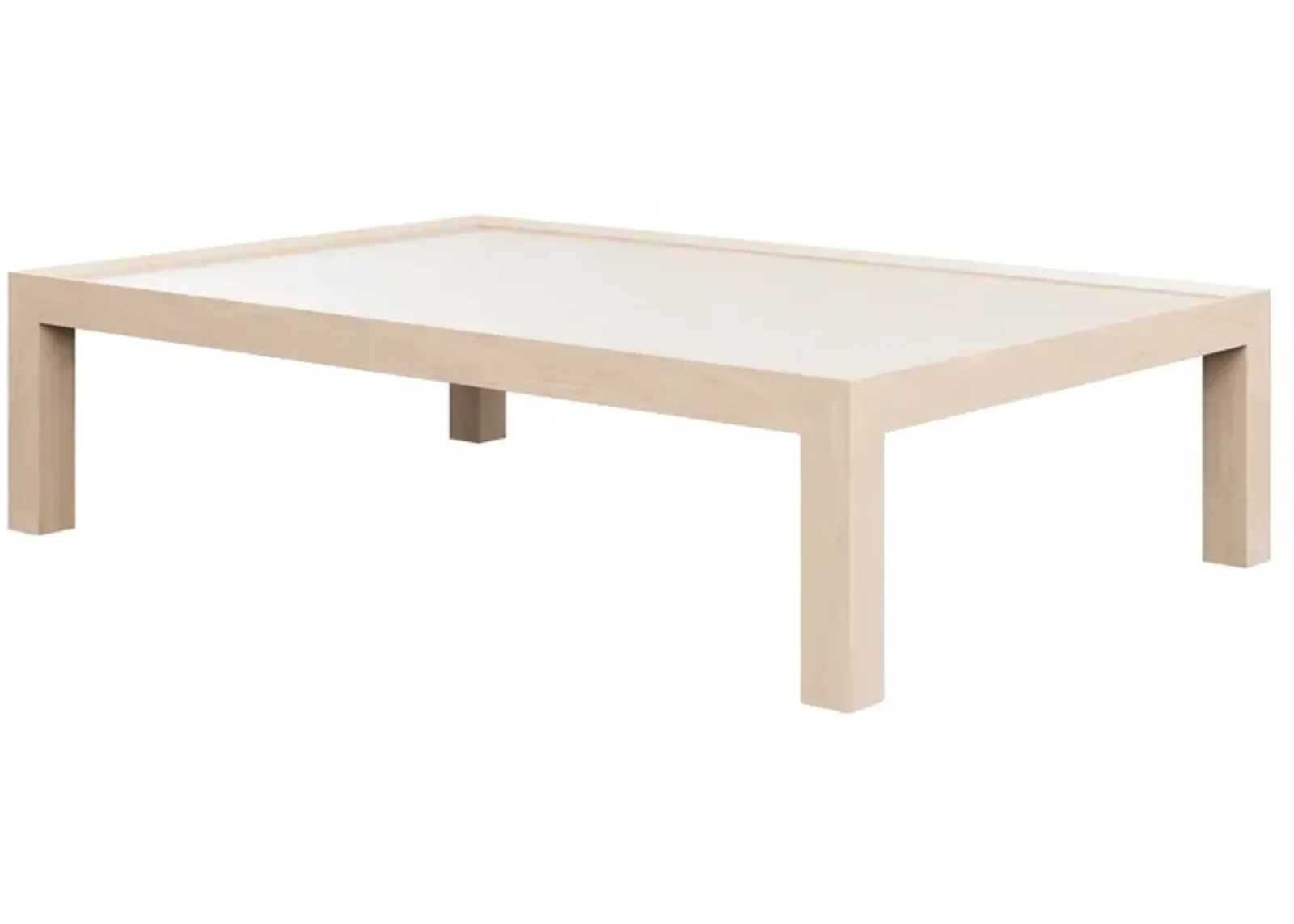 In Stock Padma Coffee Table in White Washed Maple Wood