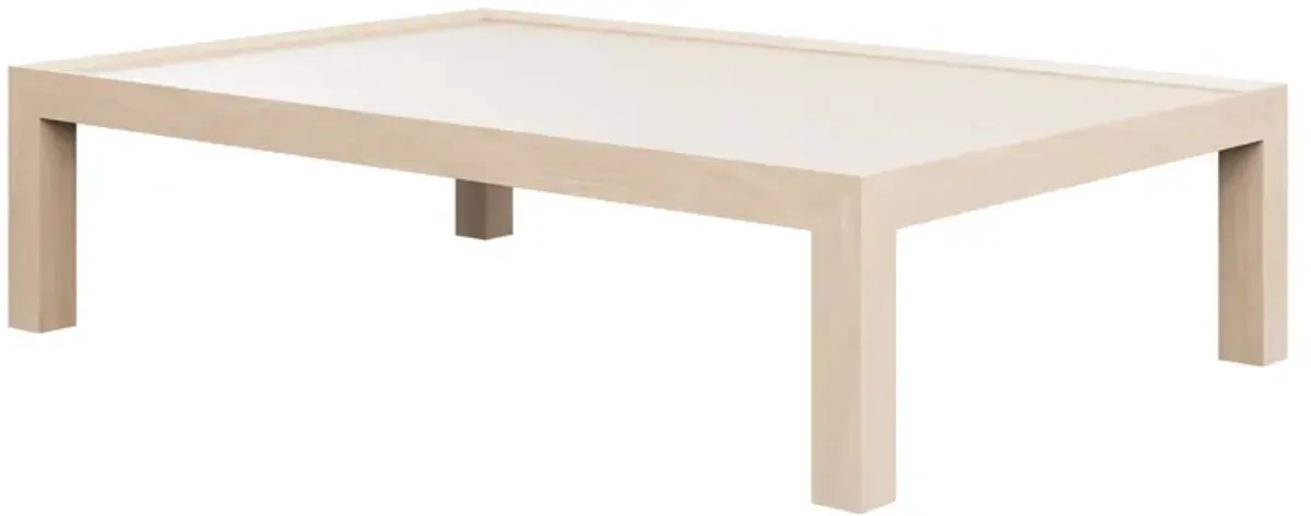 In Stock Padma Coffee Table in White Washed Maple Wood