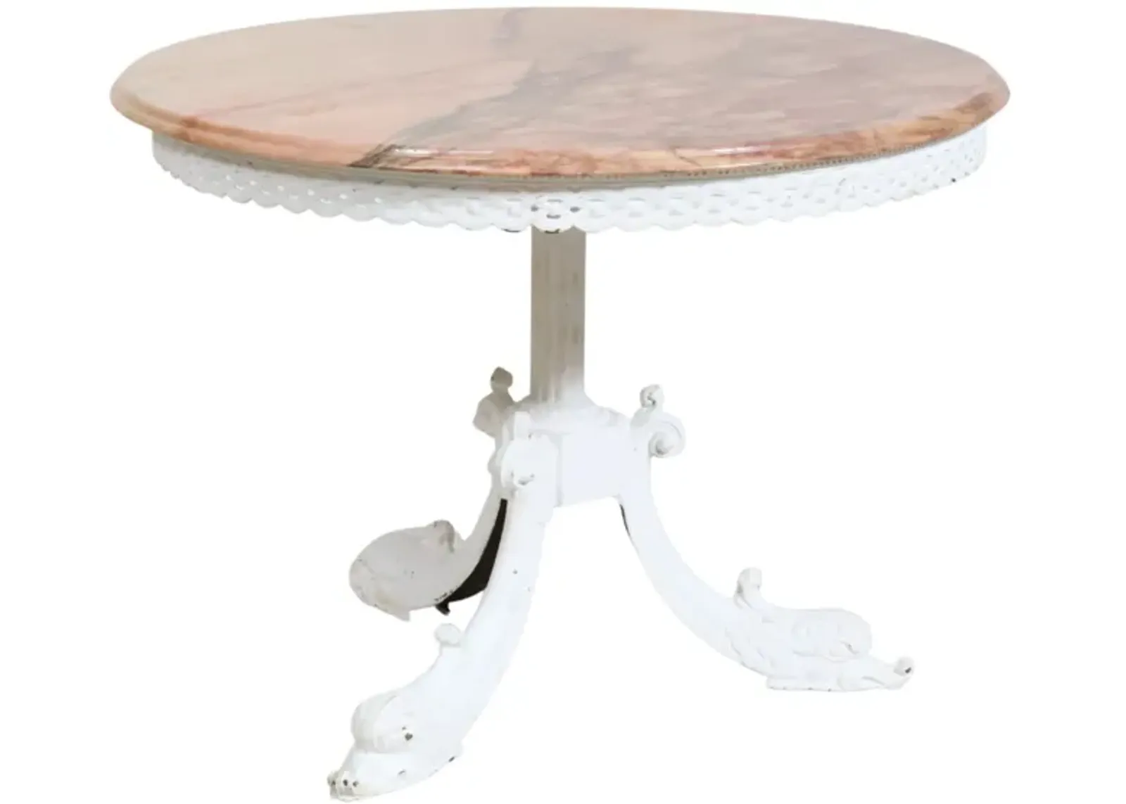 French Painted Iron Base Marble Top Occasional Table