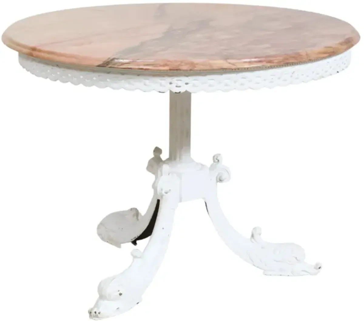 French Painted Iron Base Marble Top Occasional Table