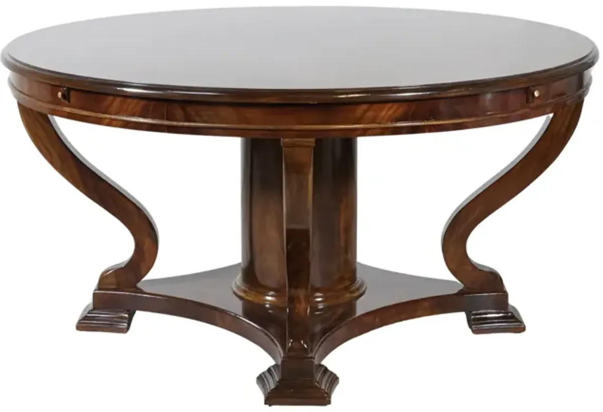 Round Table with Four Leaves Restored in Perfect Brown