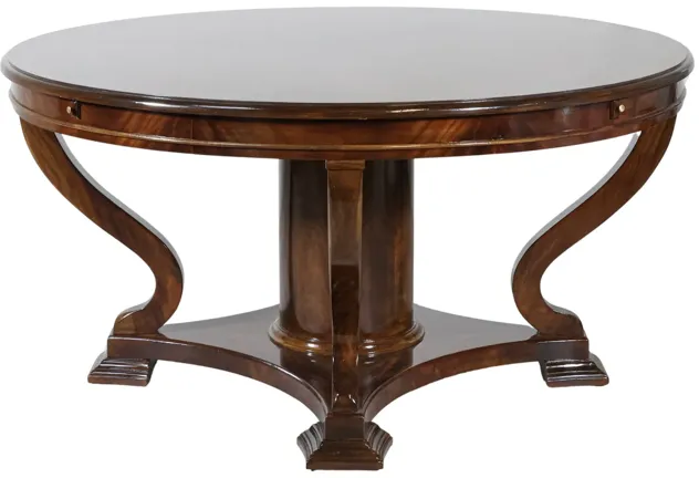 Round Table with Four Leaves Restored in Perfect Brown