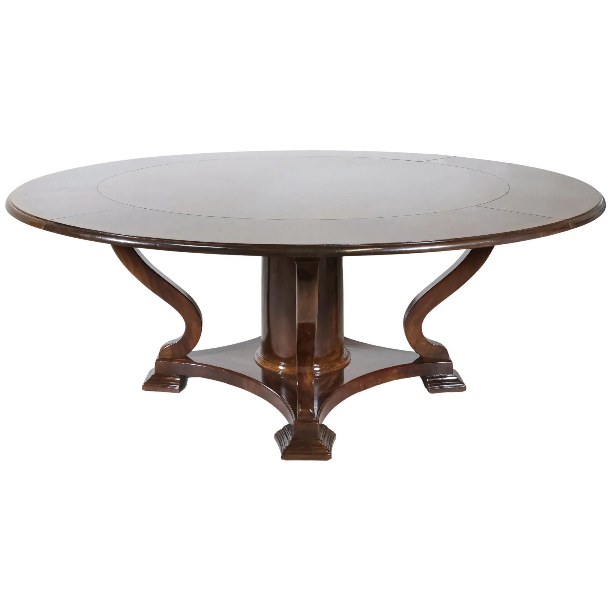 Round Table with Four Leaves Restored in Perfect Brown