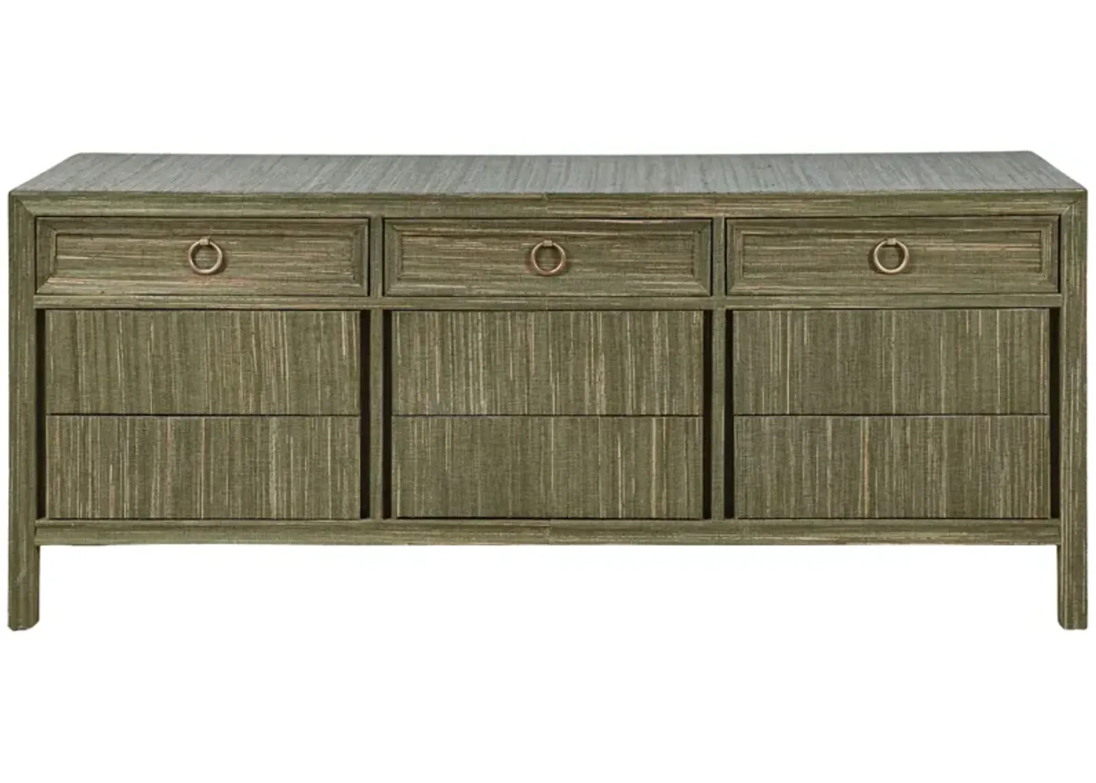 Classic Dresser with Ring Pulls in Ford Hemp Grasscloth