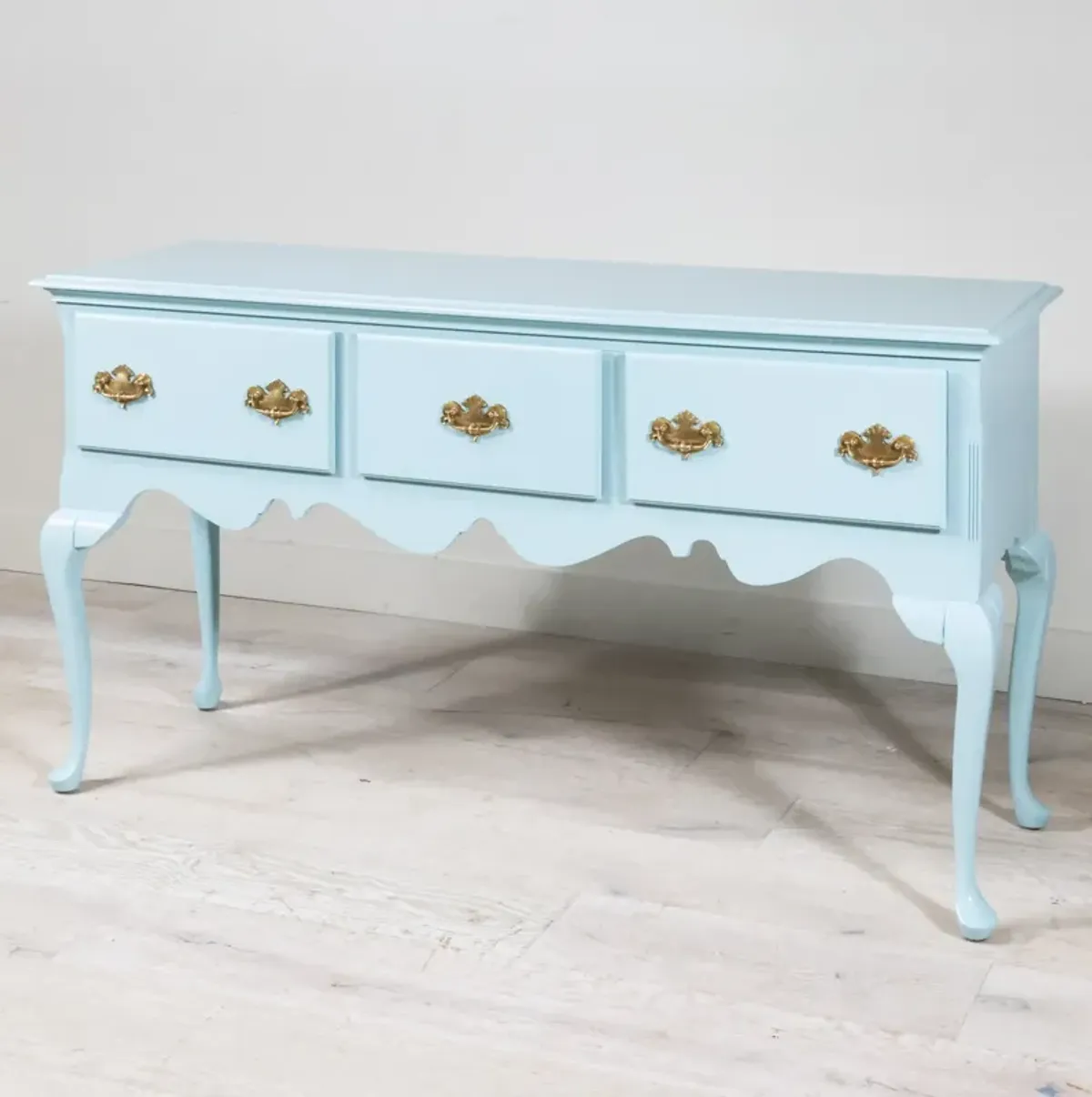 Cherry Sideboard Restored in Gossamer Blue