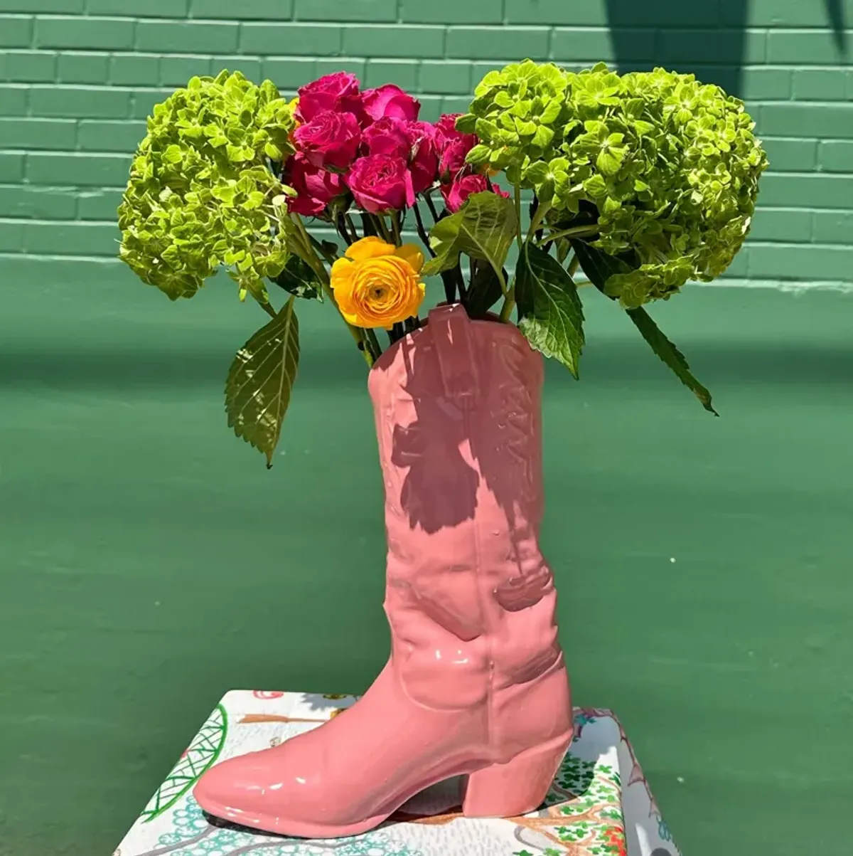 Cowboy Boot Vase in Pink