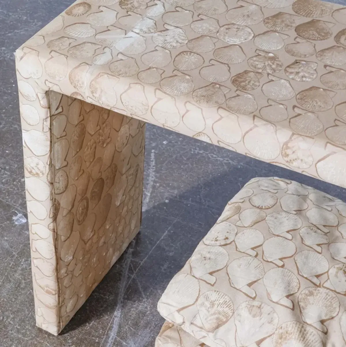 Upholstered Console Table with Petite Benches