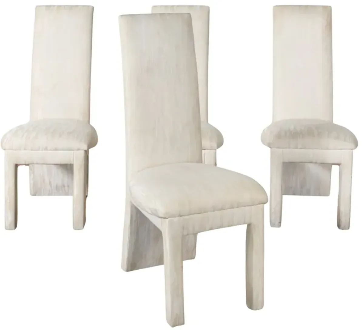 Set of 4 Upholstered High Back Dining Chairs