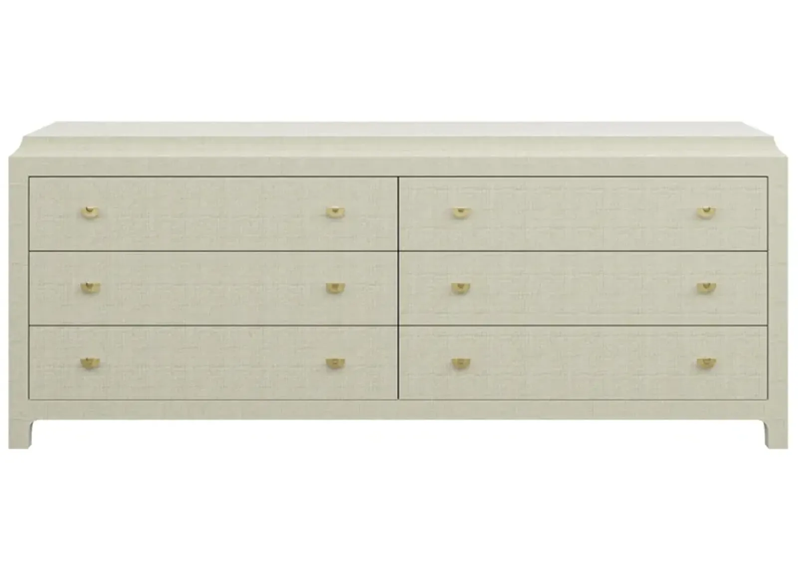 In Stock 80" Jackie Dresser in Louis Raffia with Brass Fan Knobs