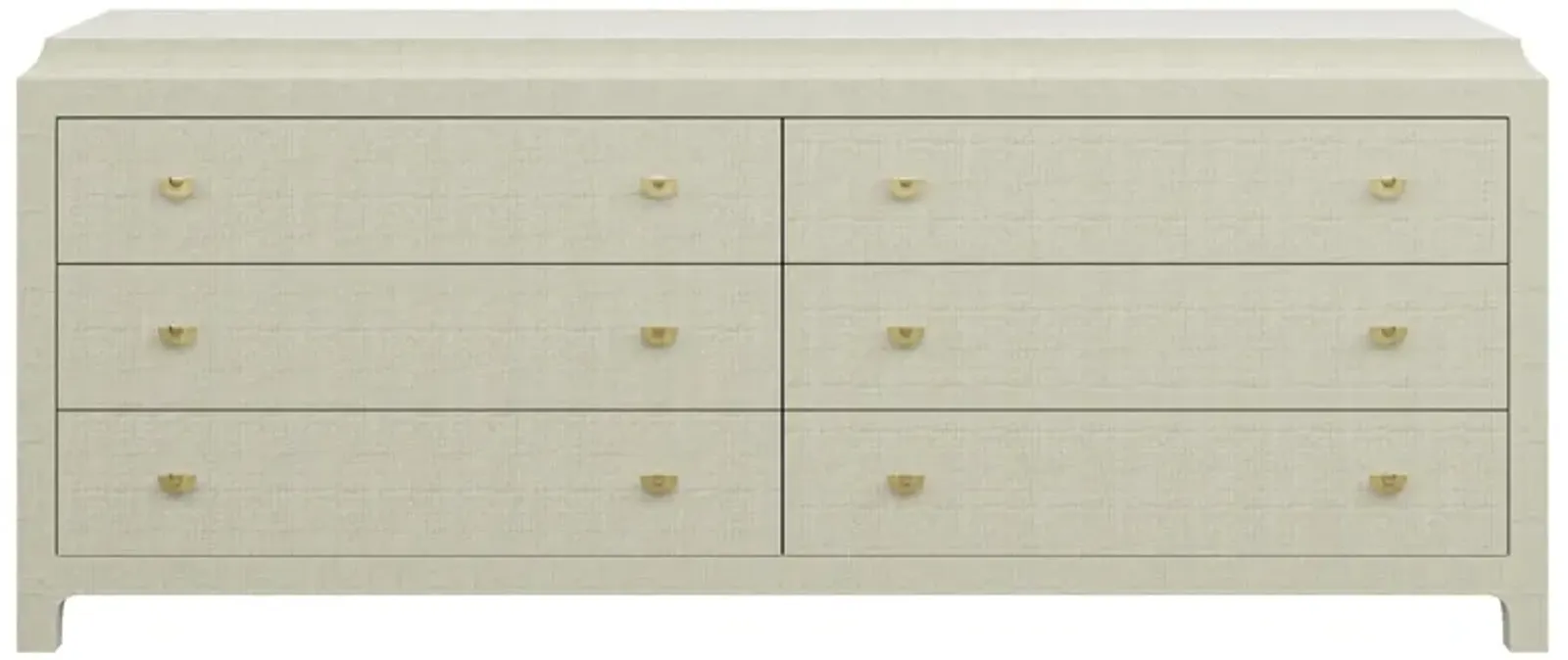 In Stock 80" Jackie Dresser in Louis Raffia with Brass Fan Knobs