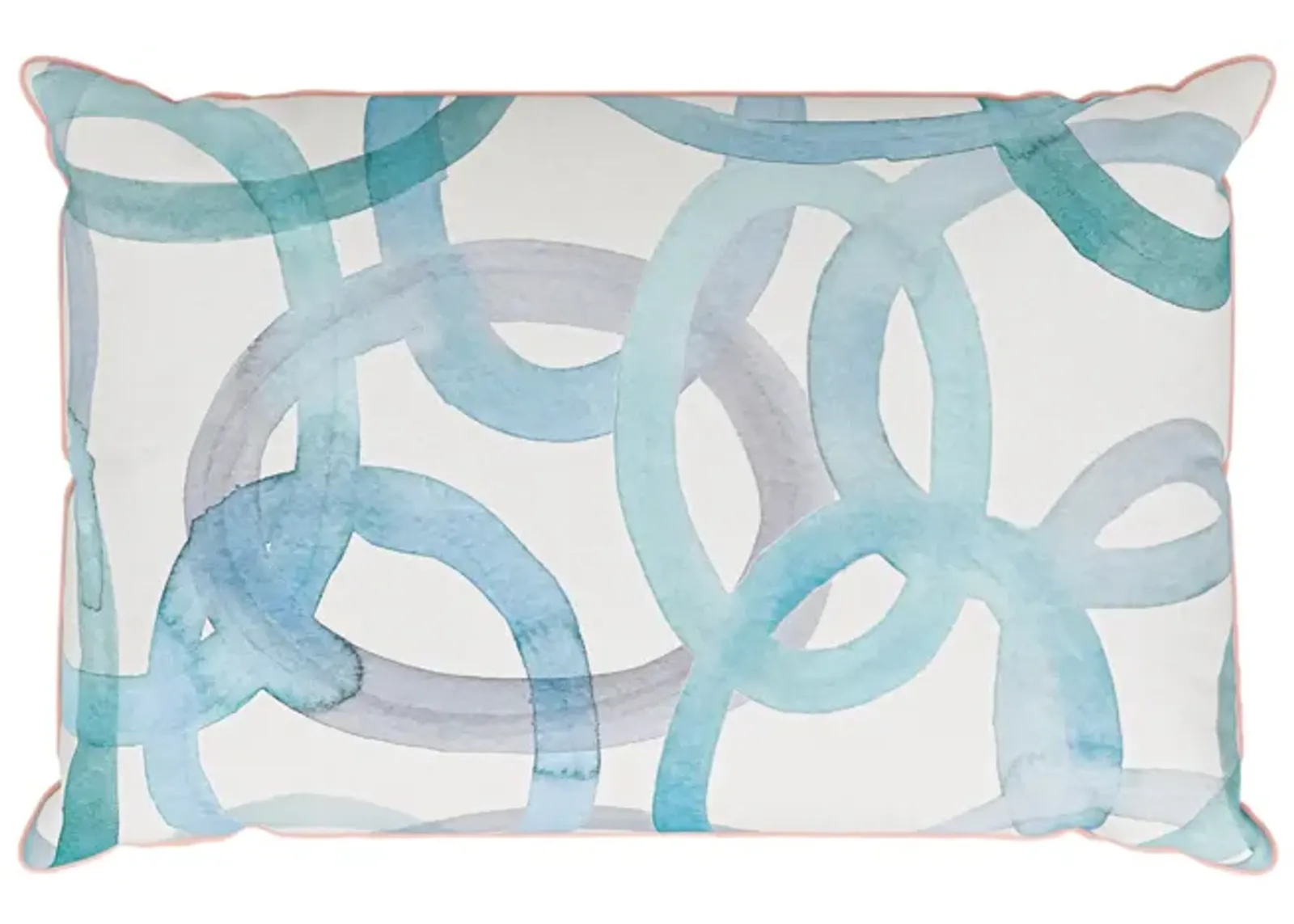 Medium Lumbar Pillow in Watercolor Circles Blues and Dolce Marshmallow