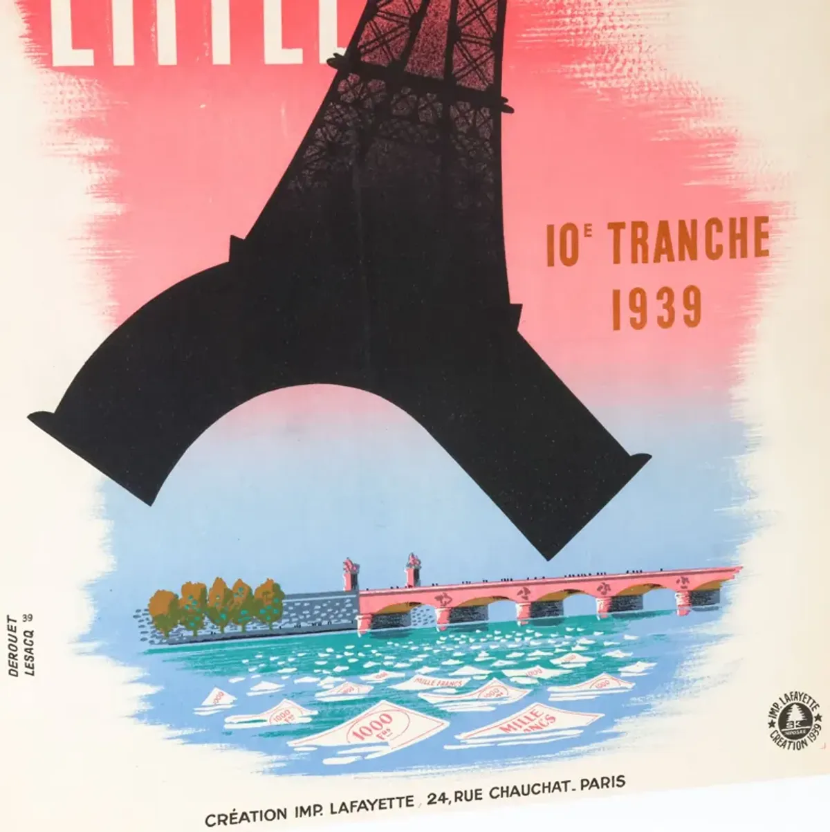 Framed 1939 French Loterie National Poster - Eiffel Tower