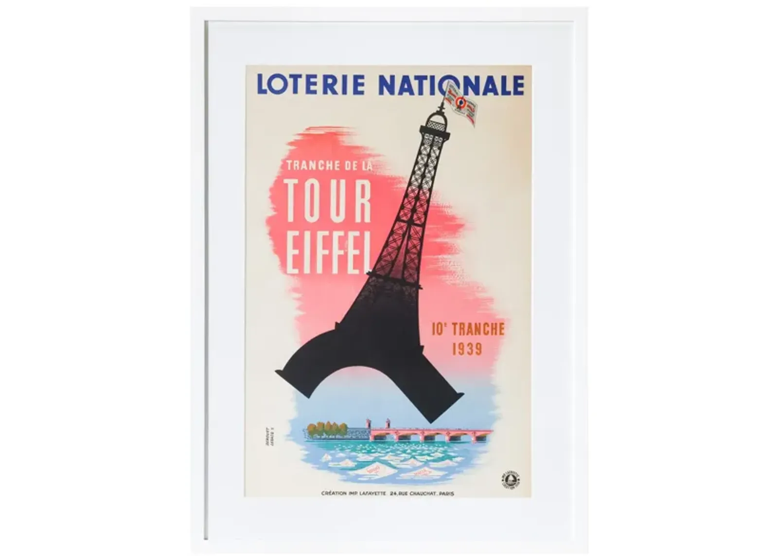 Framed 1939 French Loterie National Poster - Eiffel Tower