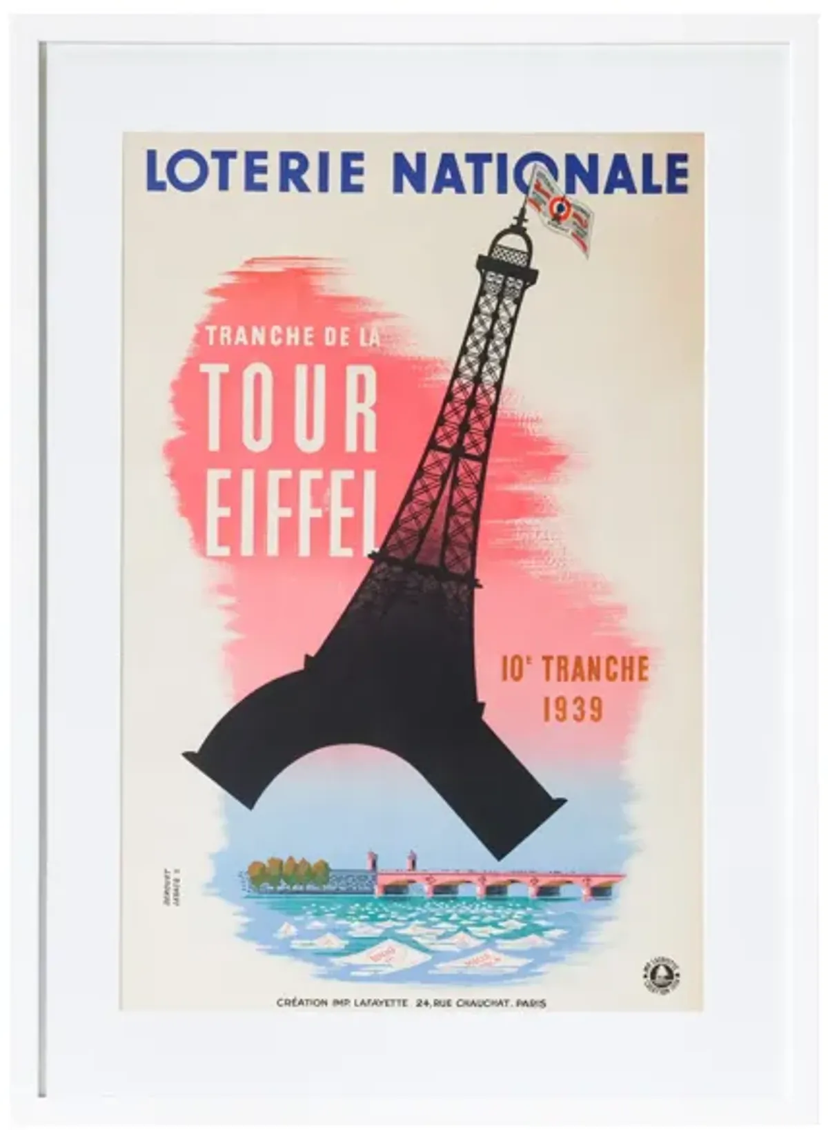 Framed 1939 French Loterie National Poster - Eiffel Tower