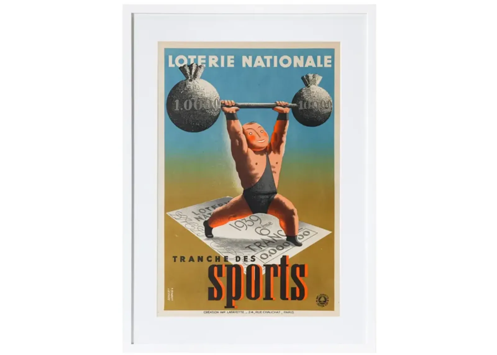 Framed Loterie Nationale Poster - Tranche de Sport (Halterophilie)