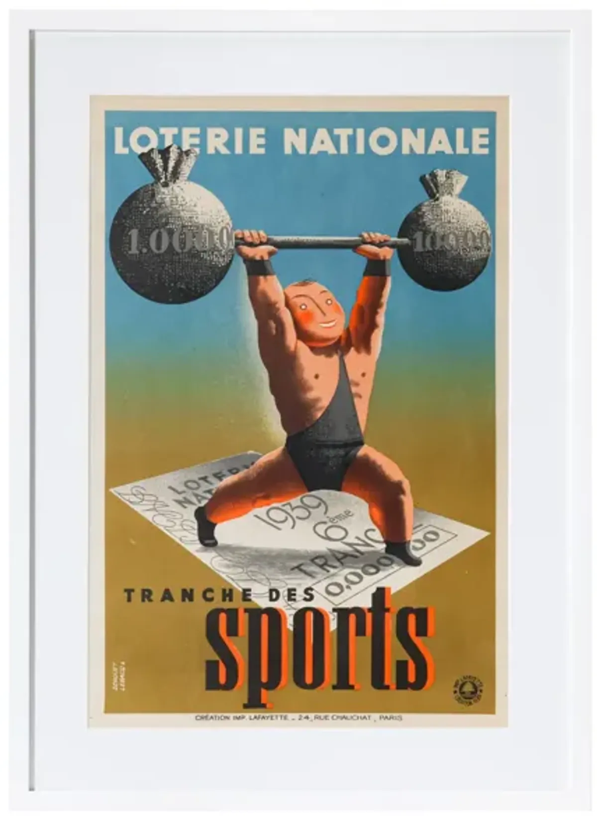 Framed Loterie Nationale Poster - Tranche de Sport (Halterophilie)