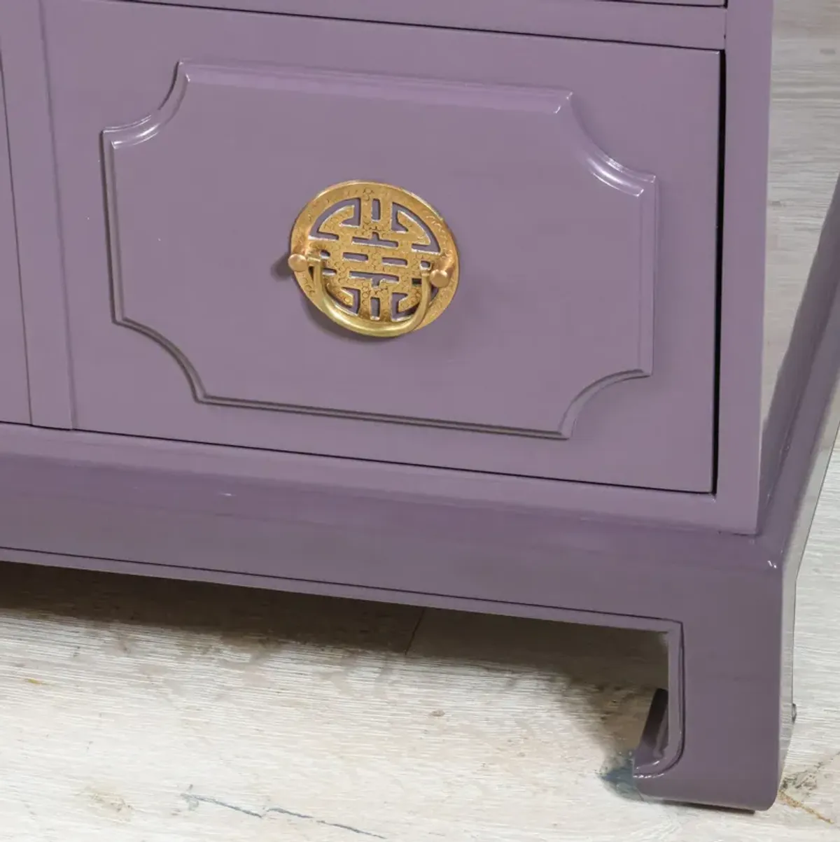 Two Tone Asian Inspired Credenza Refinished in BM Cabernet